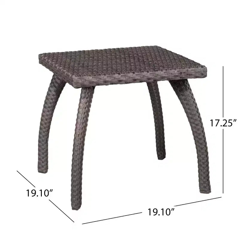 Table d'appoint d'extérieur en rotin avec pieds incurvés