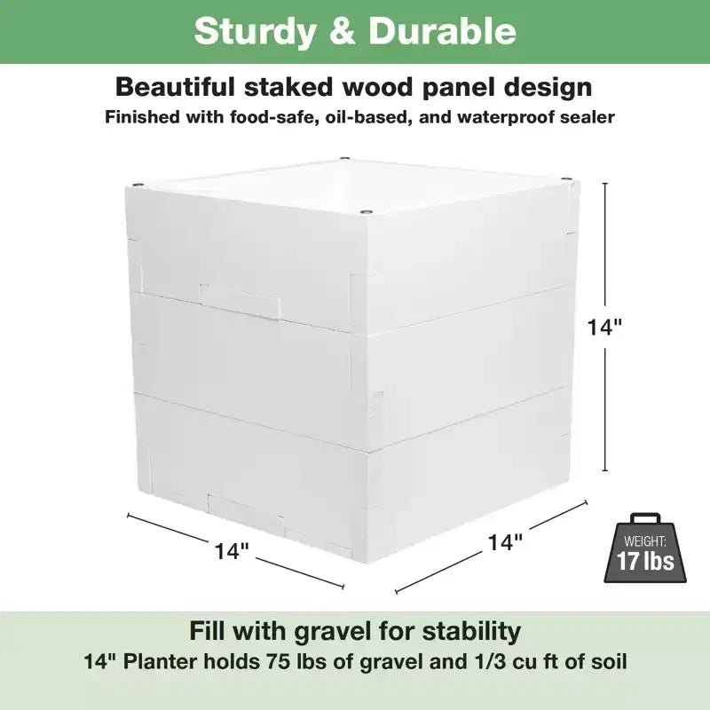 Jardinière avec support à tuteur (blanc) - 14x14x14 (petite taille)