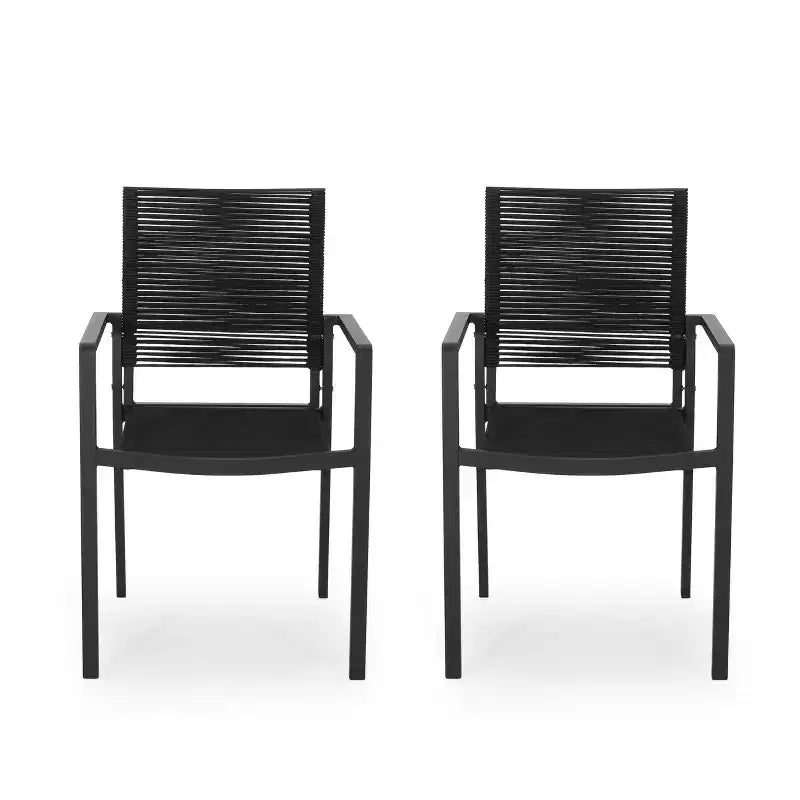 Chaises de salle à manger d'extérieur en aluminium et corde