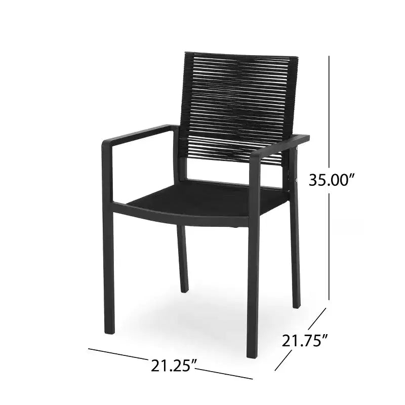 Chaises de salle à manger d'extérieur en aluminium et corde
