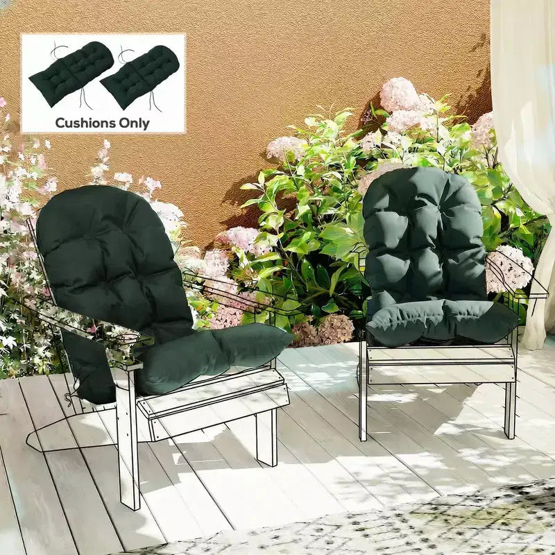 Ensemble de coussins de chaise, coussin de chaise d'extérieur capitonné à dossier haut avec attaches, tapis antidérapant pour chaise