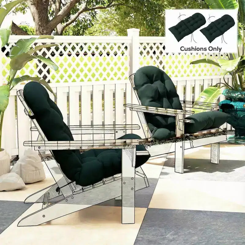 Ensemble de coussins de chaise, coussin de chaise d'extérieur capitonné à dossier haut avec attaches, tapis antidérapant pour chaise