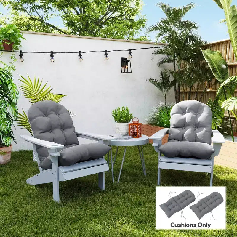 Ensemble de coussins de chaise, coussin de chaise d'extérieur capitonné à dossier haut avec attaches, tapis antidérapant pour chaise