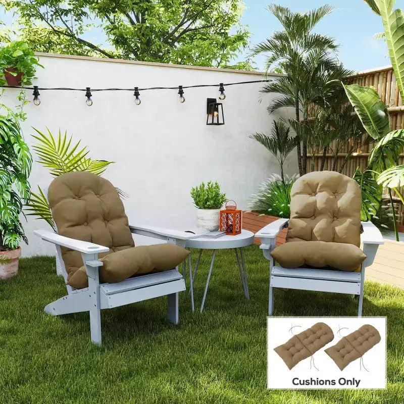 Ensemble de coussins de chaise, coussin de chaise d'extérieur capitonné à dossier haut avec attaches, tapis antidérapant pour chaise