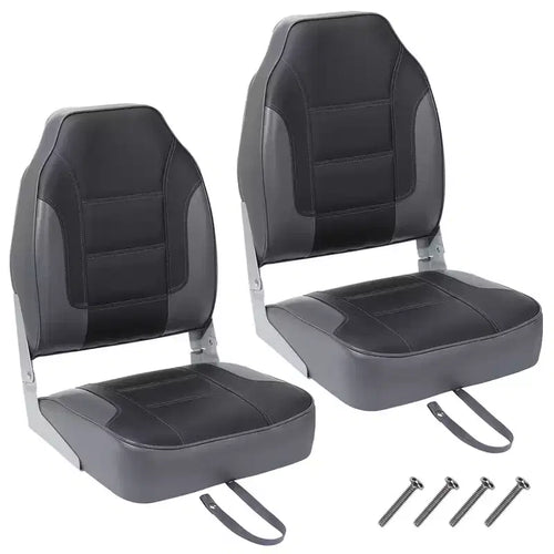 Boat Seats 2 Packs, Folding High Back Fishing Waterproof Pontoon Boat Seat, Boat Chairs with Stainless Steel Screws, Thickened Cushion