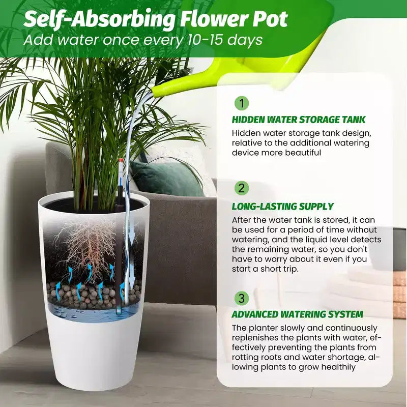 Les pots de fleurs à arrosage automatique avec moniteur de niveau d'eau conviennent aux terrasses et balcons intérieurs et extérieurs.