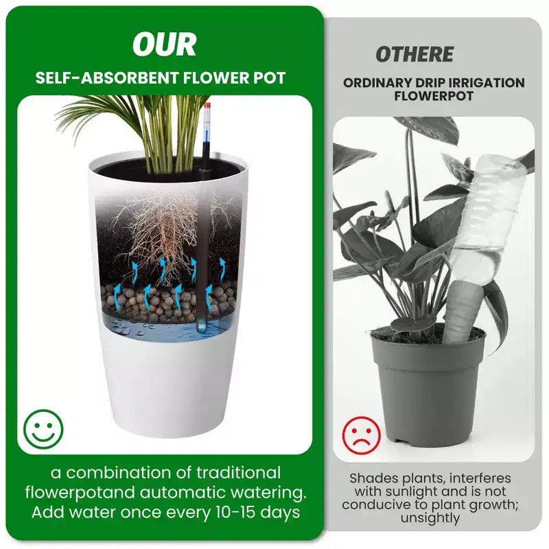 Les pots de fleurs à arrosage automatique avec moniteur de niveau d'eau conviennent aux terrasses et balcons intérieurs et extérieurs.