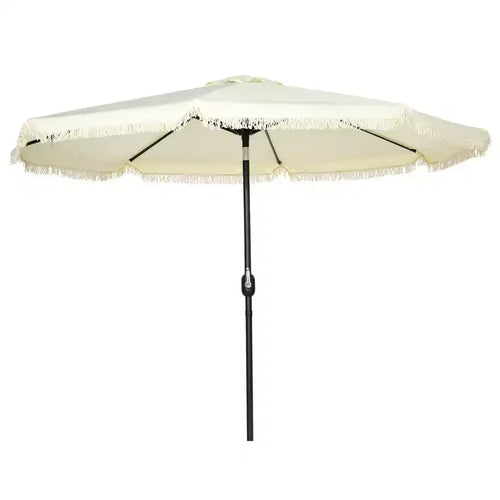 9 ft Cantilever Umbrella with Push Button Tilt and Crank Tassles and 8 Ribs Shade Umbrellas for Garden