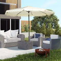 Parasol déporté avec inclinaison par bouton-poussoir et manivelle.