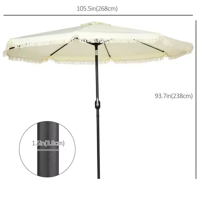 Parasol déporté avec inclinaison par bouton-poussoir et manivelle.