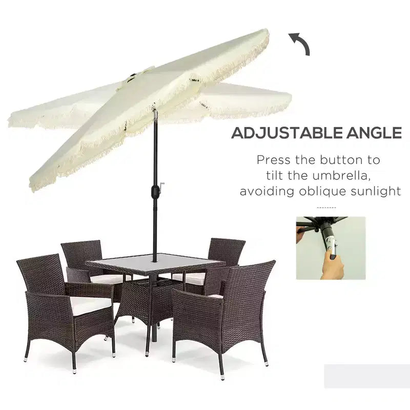 Parasol déporté avec inclinaison par bouton-poussoir et manivelle.
