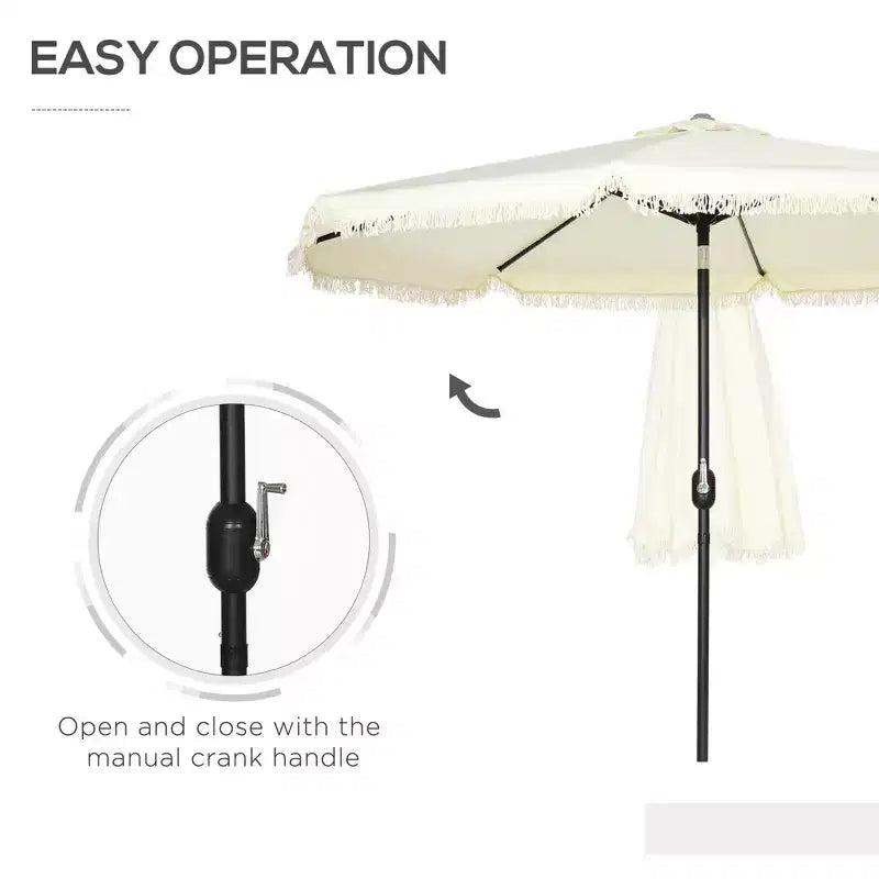 Parasol déporté avec inclinaison par bouton-poussoir et manivelle.
