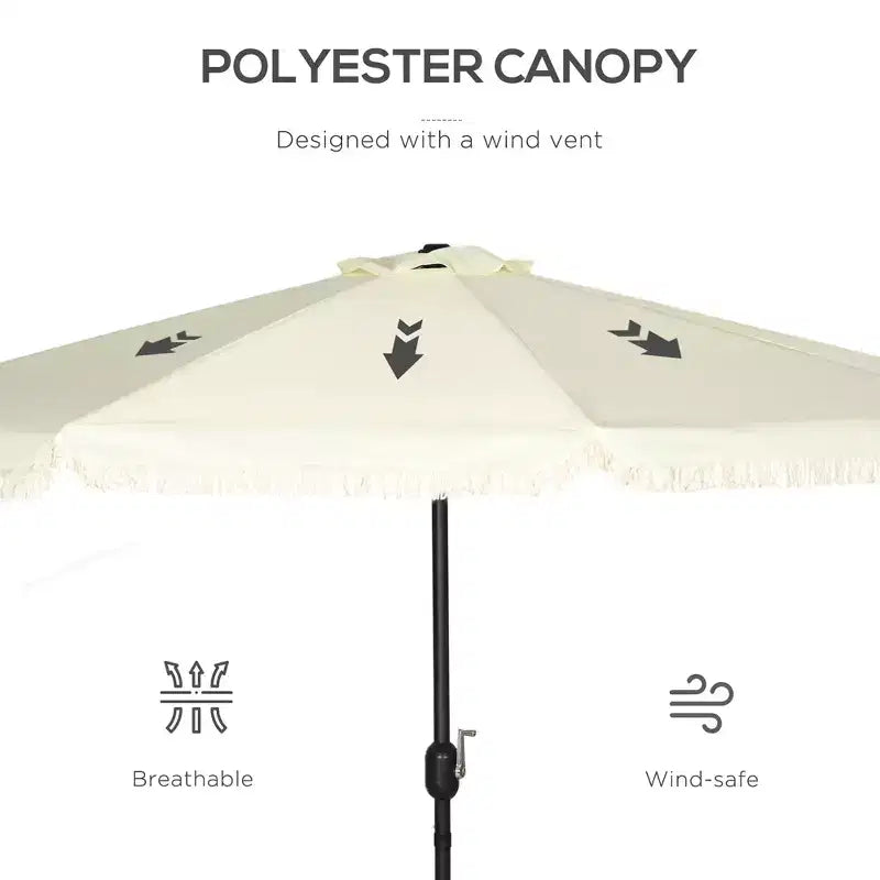 Parasol déporté avec inclinaison par bouton-poussoir et manivelle.