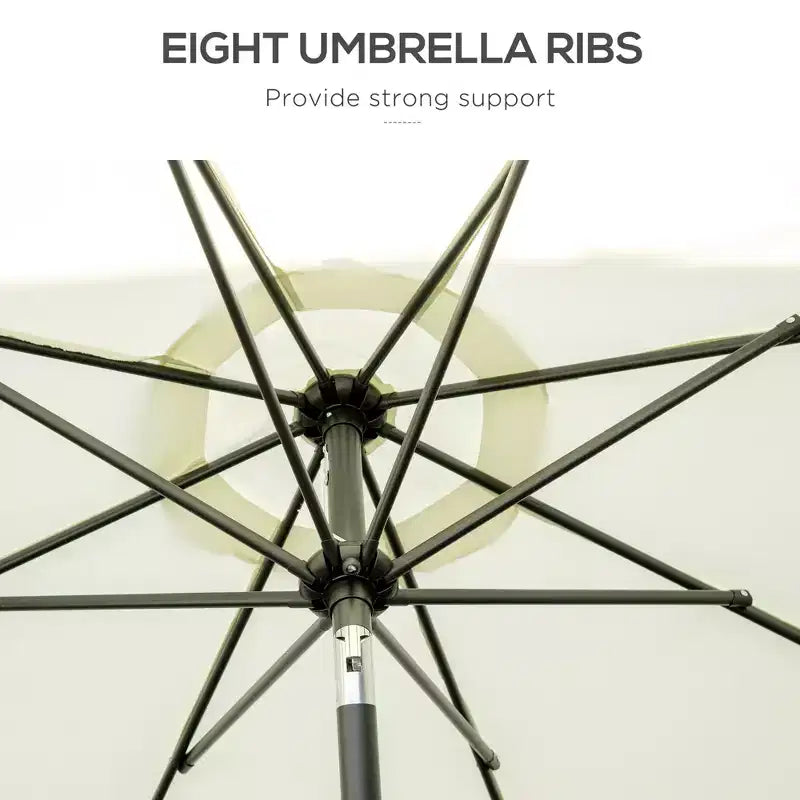 Parasol déporté avec inclinaison par bouton-poussoir et manivelle.