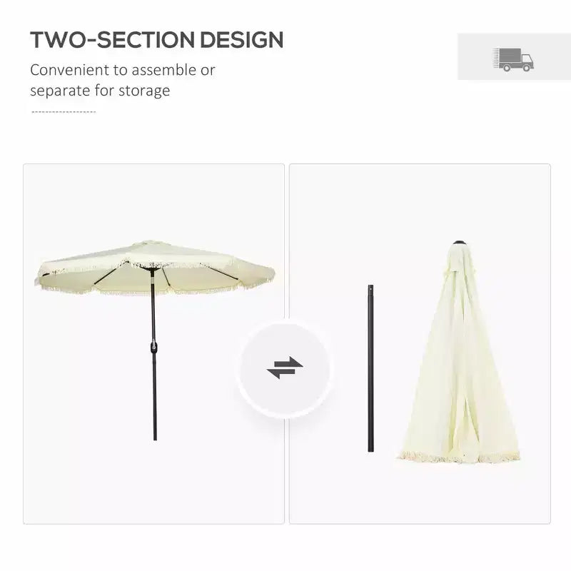 Parasol déporté avec inclinaison par bouton-poussoir et manivelle.