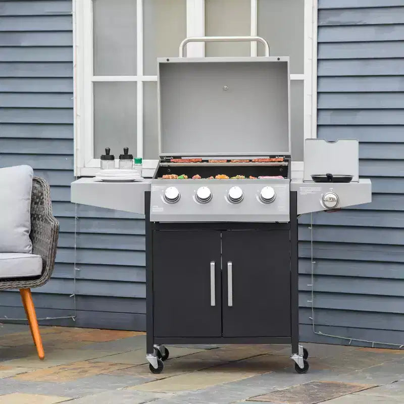 Barbecue à roulettes, barbecue au gaz propane liquéfié, chariot de barbecue extérieur de type armoire