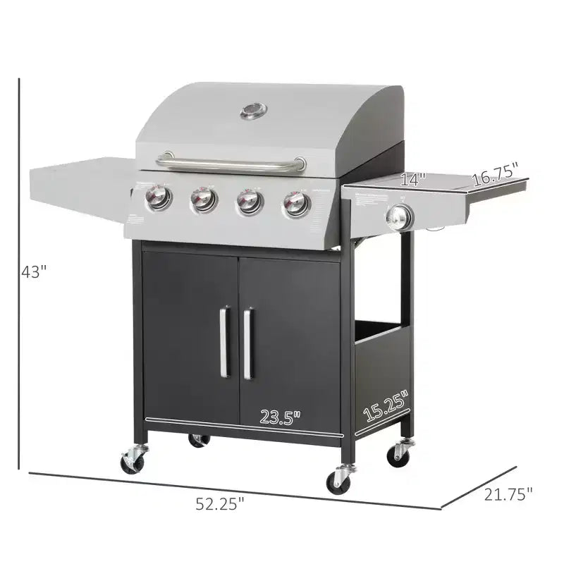 Barbecue à roulettes, barbecue au gaz propane liquéfié, chariot de barbecue extérieur de type armoire