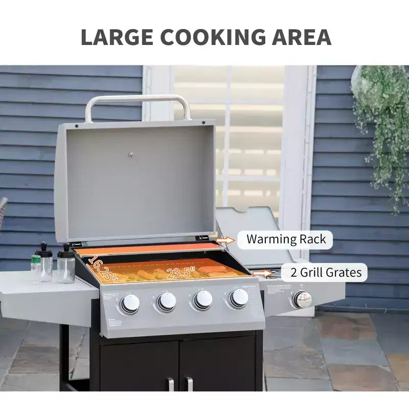 Barbecue à roulettes, barbecue au gaz propane liquéfié, chariot de barbecue extérieur de type armoire