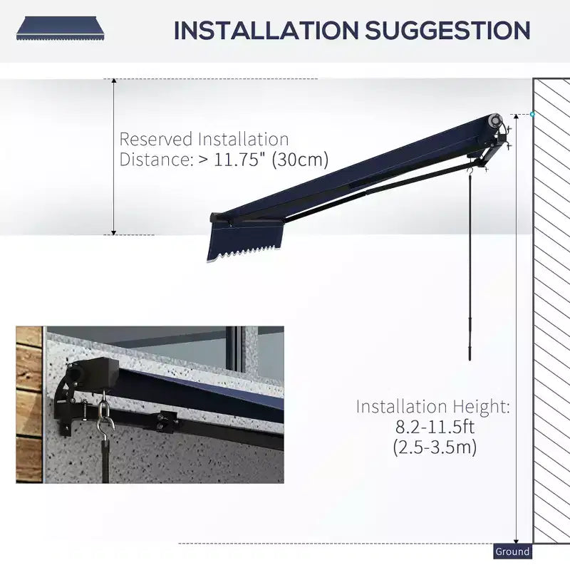 Pare-soleil rétractable, pare-soleil résistant aux UV, adapté aux terrasses et balcons, bleu.