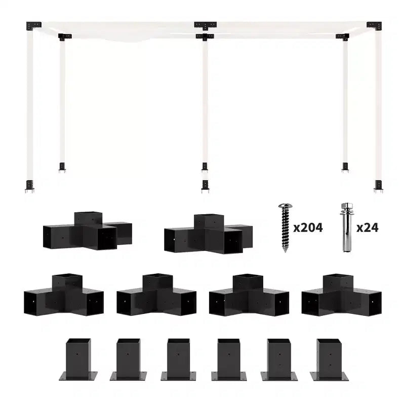 12PCS Pergola Kit, Pergola Brackets with 3-Way & 4-Way Corner Brackets for 4x4 (Actual 3.6x3.6) Lumber