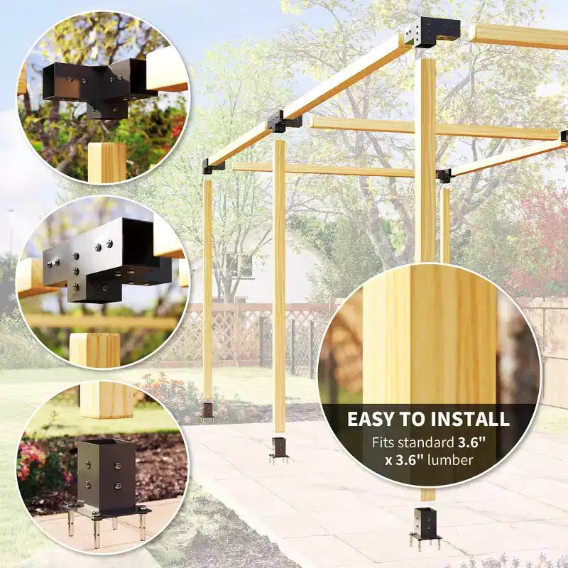 Kit de pergola, structure de pergola, incluant des supports d'angle à trois et quatre voies