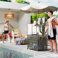 Range-flotteurs de piscine en osier, fabriqués en rotin synthétique (PE), avec panier et porte-serviettes.