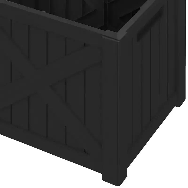 Grand coffre de rangement de 120 gallons pour terrasse, panneau avant en X, banc de rangement rembourré et étanche.