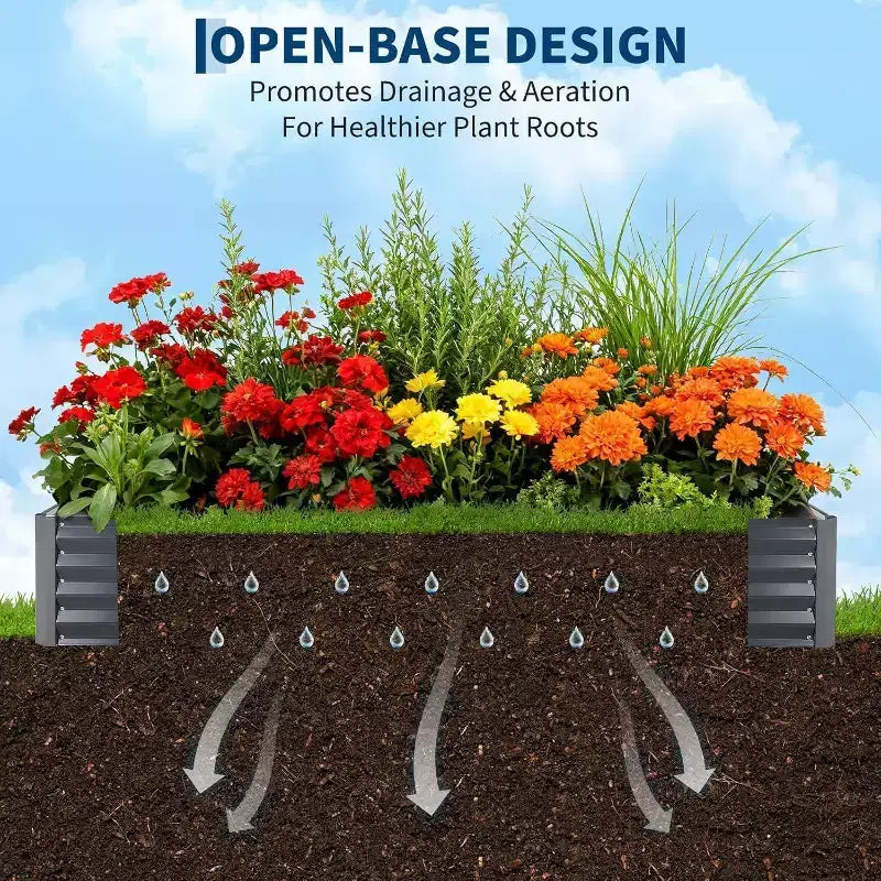 Jardinière surélevée en acier galvanisé de 30 cm avec couvercle, idéale pour le jardinage et la culture de fleurs.