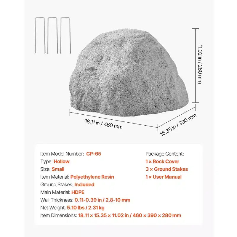 Couvercle de rocher artificiel, couvercle de pompe de puits extérieur simulant la roche, texture naturelle réaliste