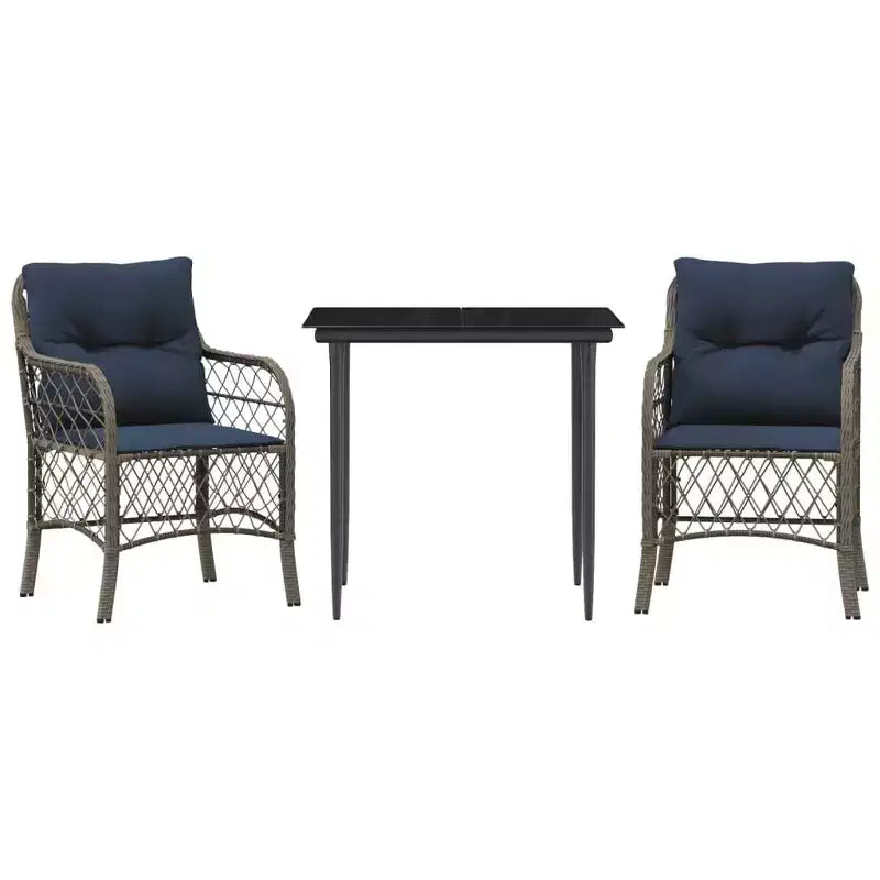 vidaXL Poly Rattan Outdoor Dining Set with Cushions