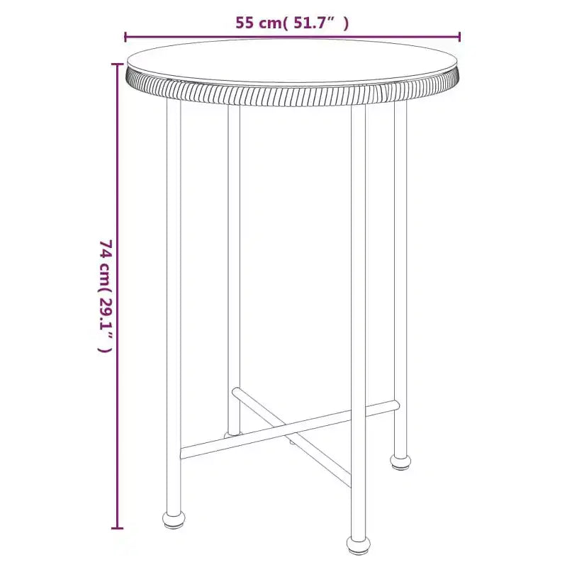 Ensemble table et chaises de salle à manger d'extérieur en rotin pour terrasse/balcon.