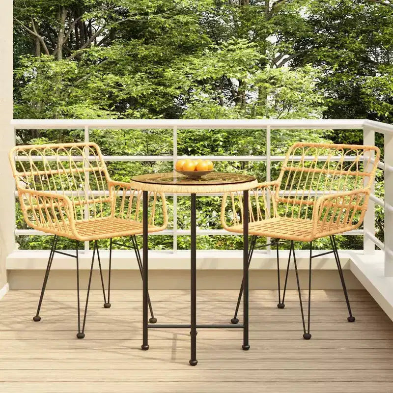 Ensemble table et chaises de salle à manger d'extérieur en rotin pour terrasse/balcon.