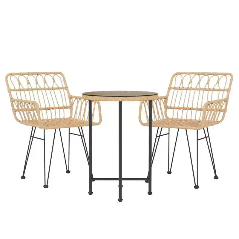 Ensemble table et chaises de salle à manger d'extérieur en rotin pour terrasse/balcon.