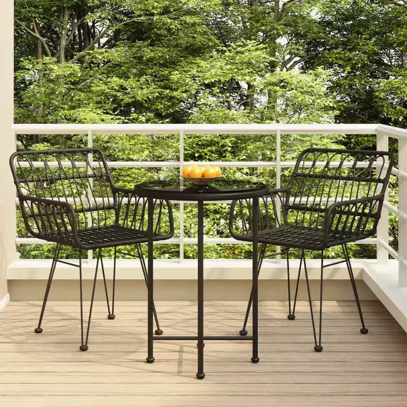 Ensemble table et chaises de salle à manger d'extérieur en rotin pour terrasse/balcon.
