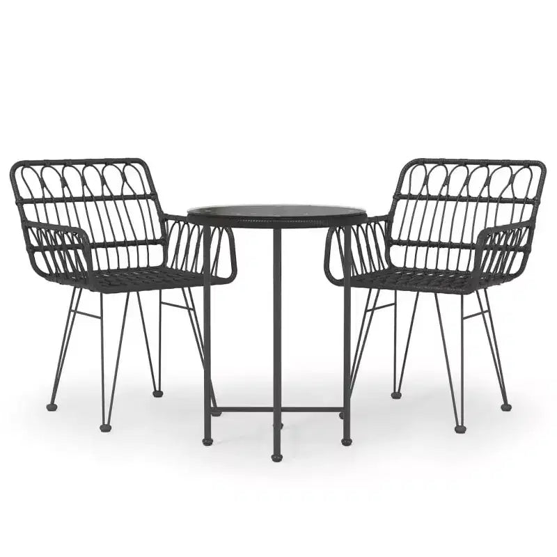 vidaXL Bistro Set Outdoor Patio Balcony Table and Chairs Rattan Look 3 Piece