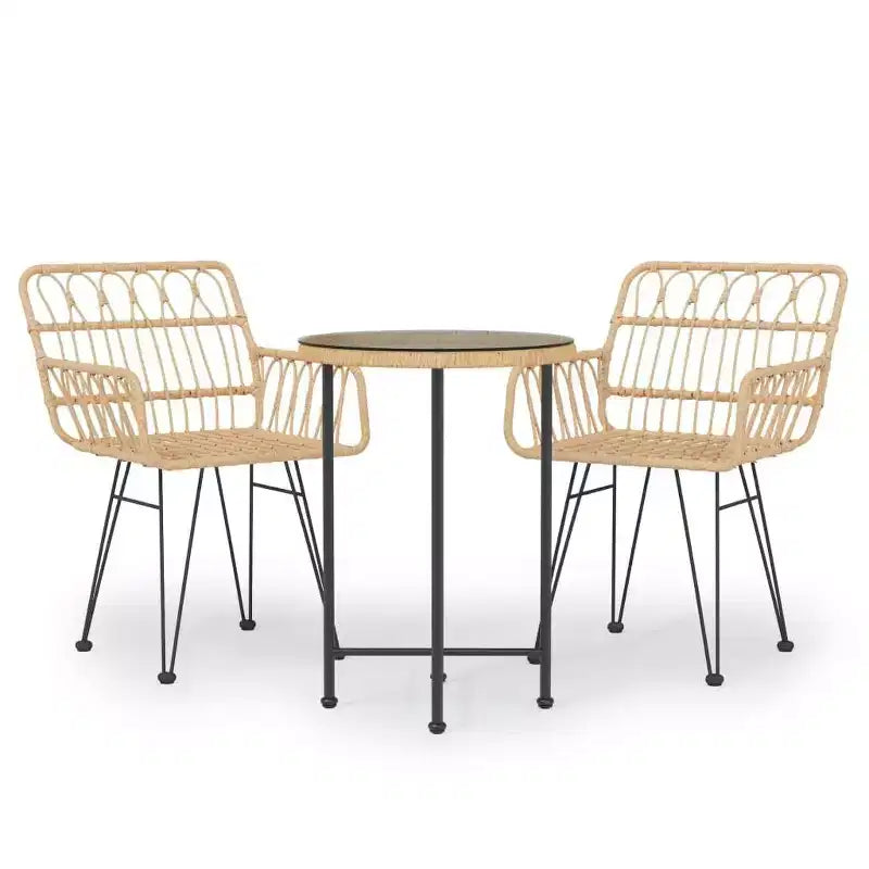 Ensemble table et chaises de salle à manger d'extérieur en rotin pour terrasse/balcon.