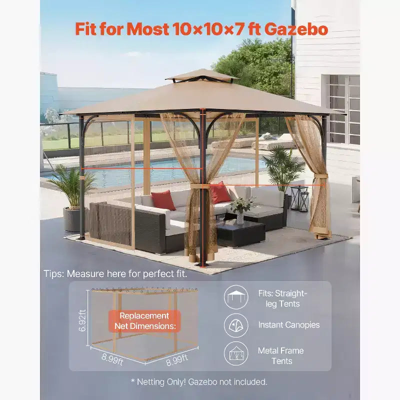 Pièces de rechange pour filet de tonnelle, filet de jardin extérieur, filet mural quatre pièces