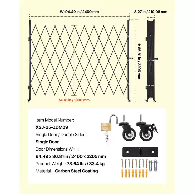 Barrière de sécurité pliante simple, porte à ciseaux verrouillable, barrière rétractable en acier pour blocage routier extérieur
