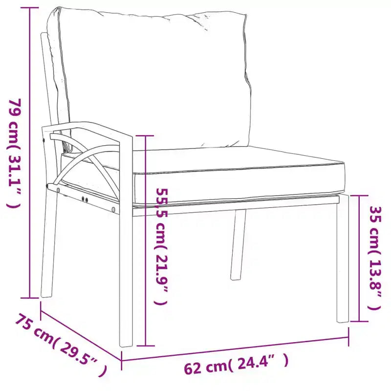 Fauteuil d'extérieur en métal avec accoudoirs