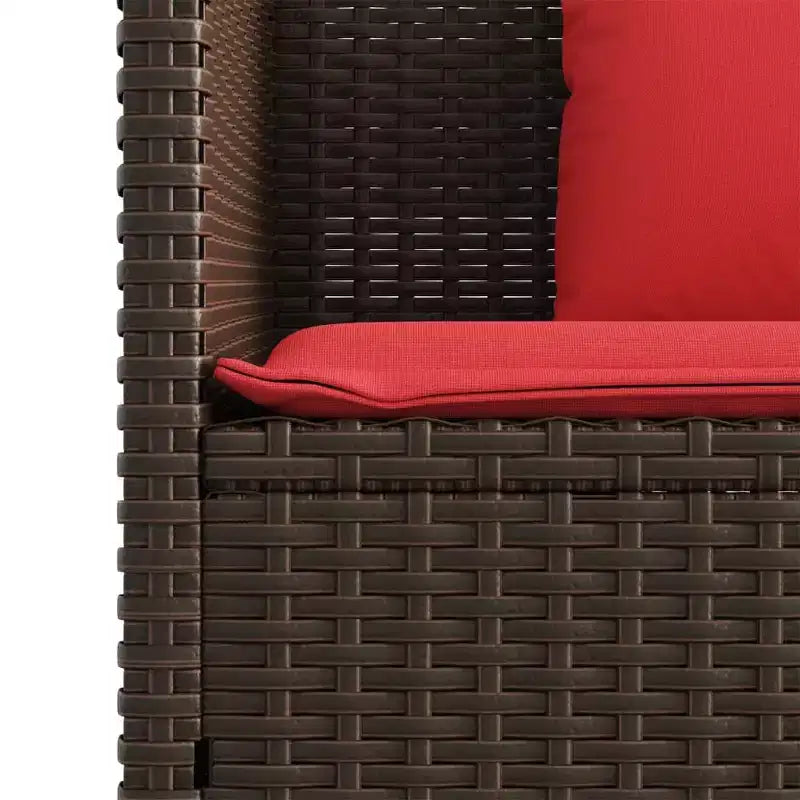 Canapé double d'extérieur/banc de terrasse avec coussins, en rotin polyester.