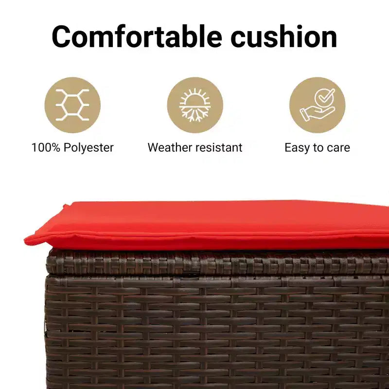 Canapé double d'extérieur/banc de terrasse avec coussins, en rotin polyester.