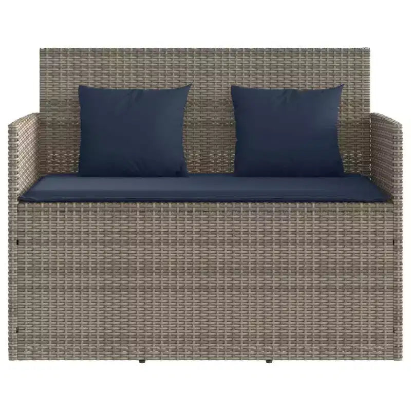 Canapé double d'extérieur/banc de terrasse avec coussins, en rotin polyester.