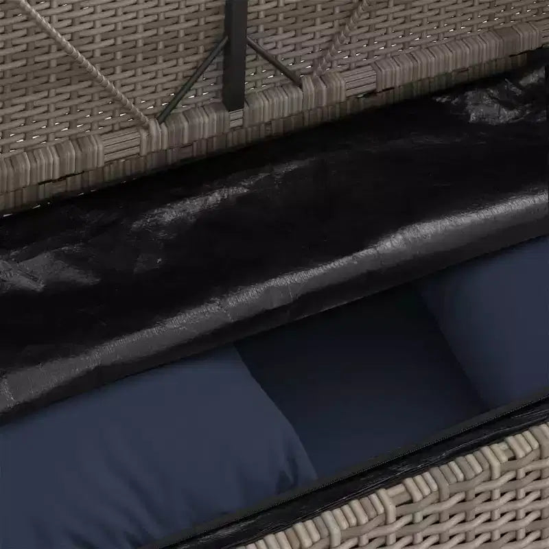 Canapé double d'extérieur/banc de terrasse avec coussins, en rotin polyester.