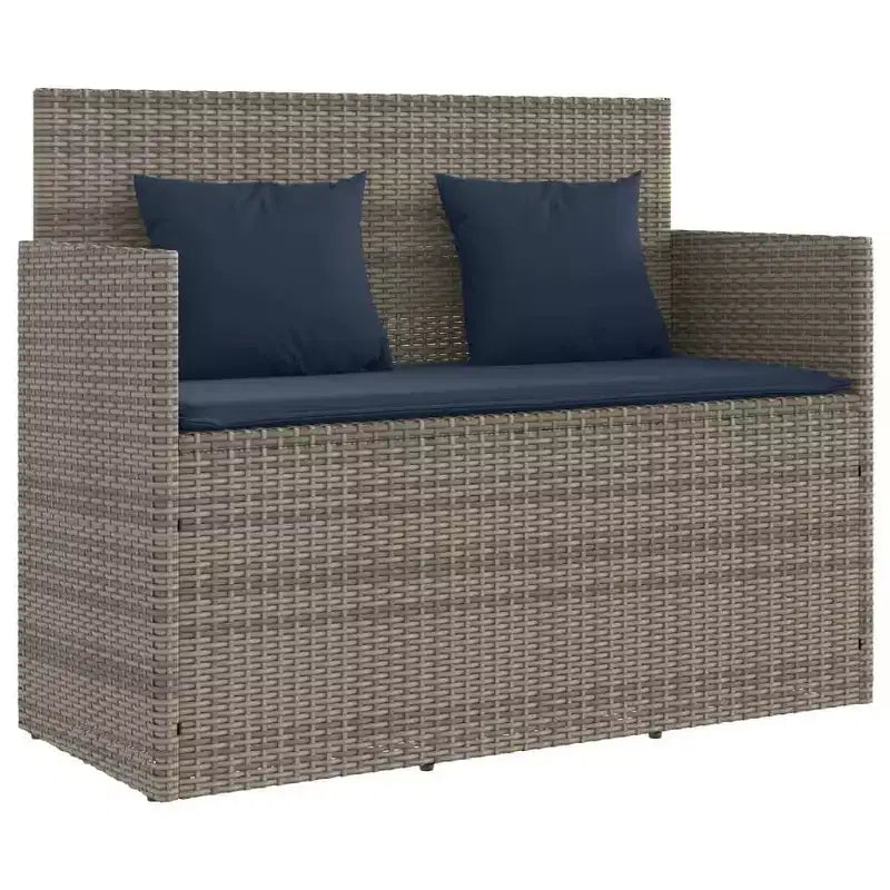 Canapé double d'extérieur/banc de terrasse avec coussins, en rotin polyester.
