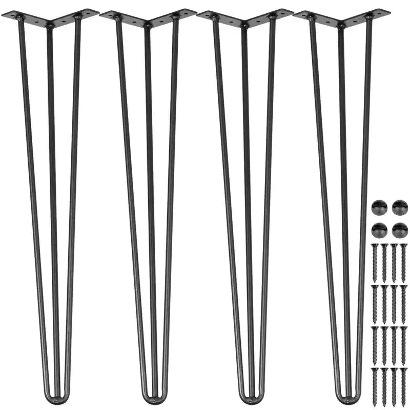 VEVOR Hairpin Table Legs 18 Black Set of 4 Desk Legs 880lbs Load Capacity (Each 220lbs) Hairpin Desk Legs 3 Rods, Carbon Steel, Black