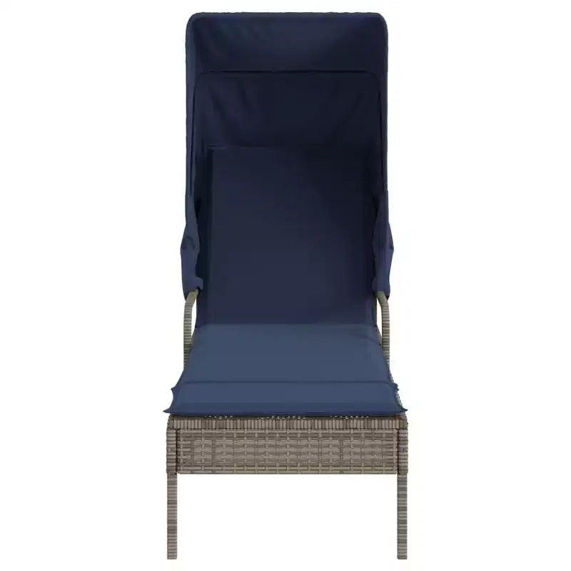 Ensemble de chaises longues d'extérieur avec auvent et table, 2 pièces, en rotin de polyéthylène.
