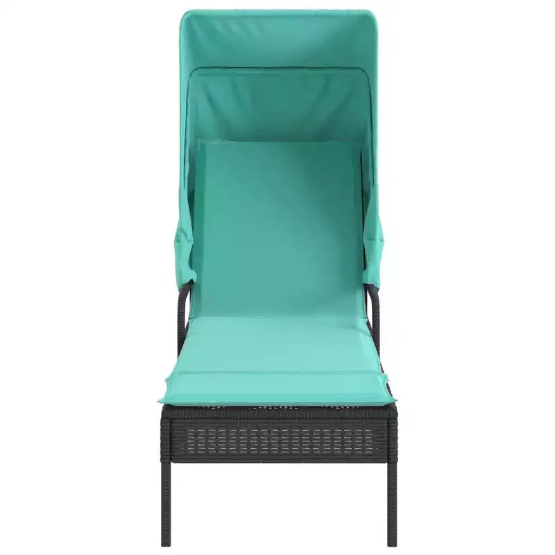 Ensemble de chaises longues d'extérieur avec auvent et table, 2 pièces, en rotin de polyéthylène.