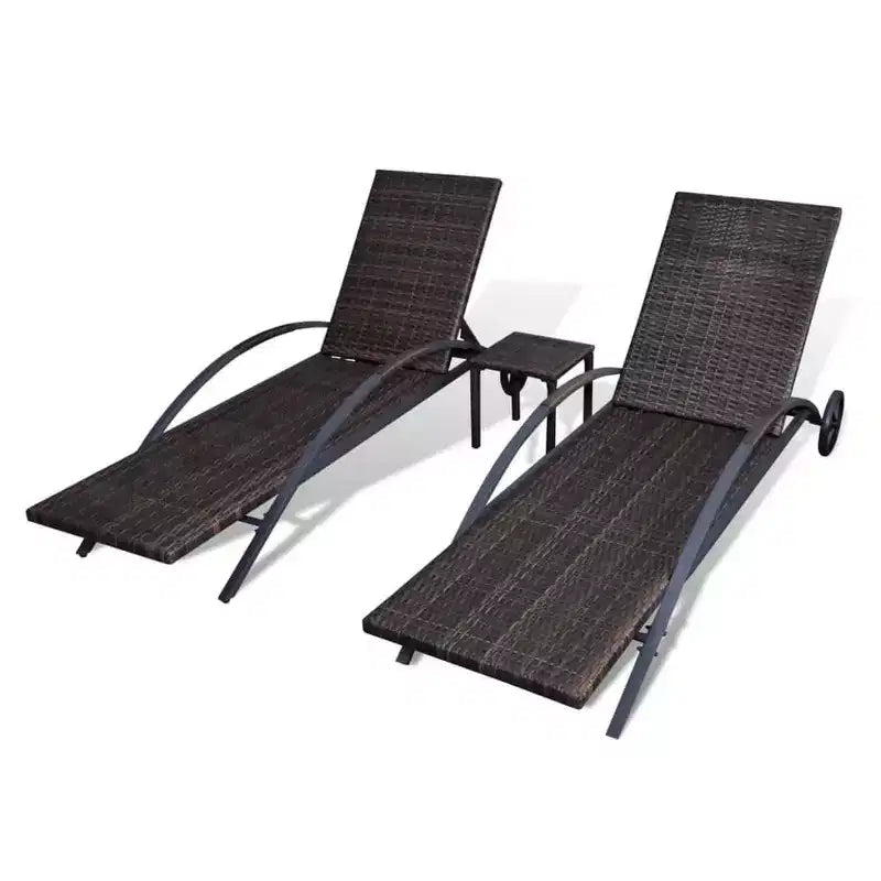 Chaise longue d'extérieur, bain de soleil de terrasse, rotin en polyéthylène