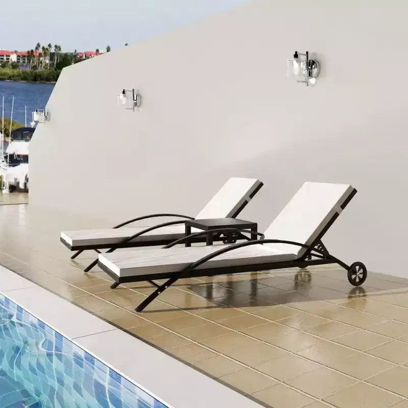 Chaise longue d'extérieur, bain de soleil de terrasse, rotin en polyéthylène
