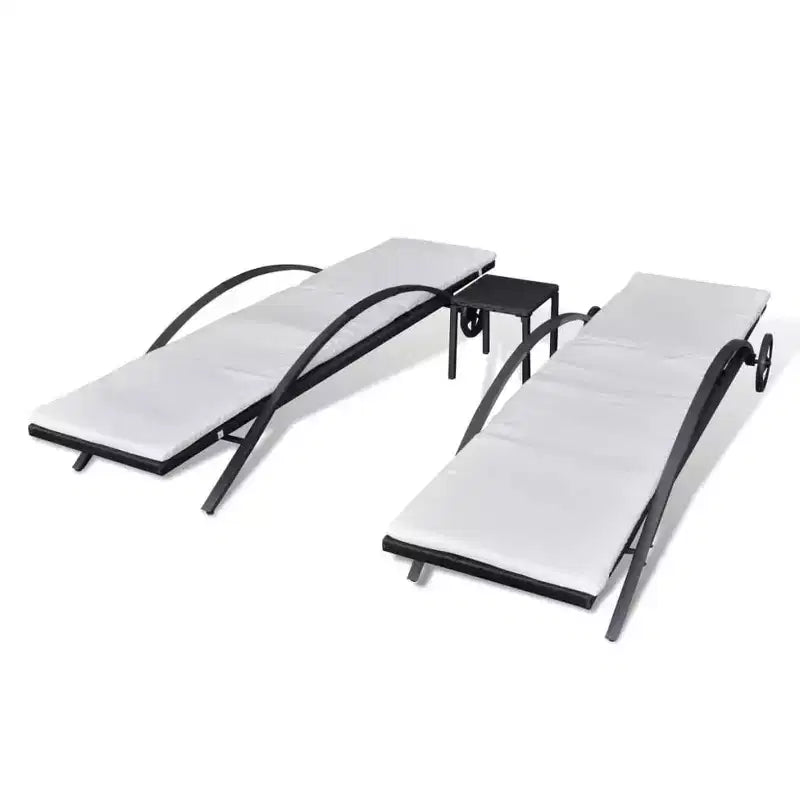 Chaise longue d'extérieur, bain de soleil de terrasse, rotin en polyéthylène